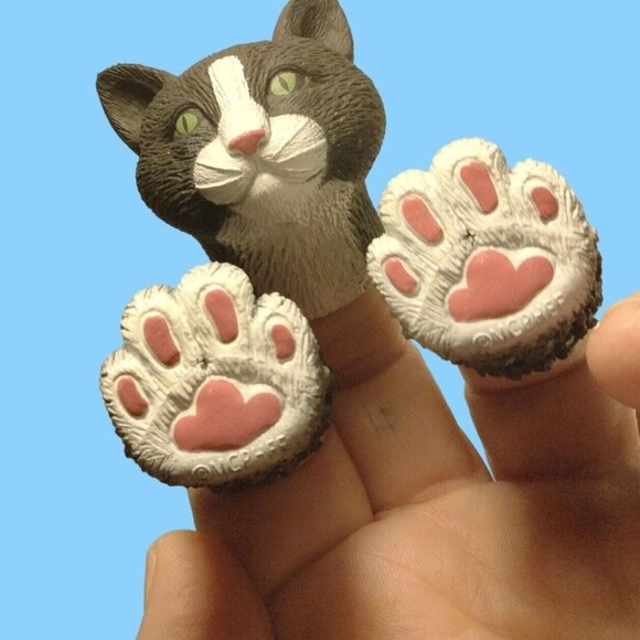 handicat Black Cat Finger Puppet Head Paws - Picture 2 of 6
